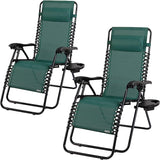 2 x Adjustable Deck Chairs with Pillow Shelf 120 kg Load Capacity