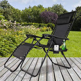 2 x Adjustable Deck Chairs with Pillow Shelf 120 kg Load Capacity
