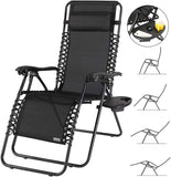 2 x Adjustable Deck Chairs with Pillow Shelf 120 kg Load Capacity