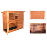 2-Story Luxury Rabbit Hutch Wood Pet House Guinea Pig Hamster