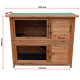 2-Story Luxury Rabbit Hutch Wood Pet House Guinea Pig Hamster