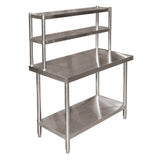Stainless steel work table 120x60x85cm with two-tier shelf