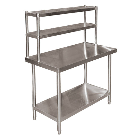Stainless steel work table 120x60x85cm with two-tier shelf