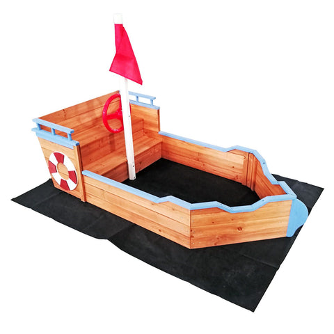 Sandbox Boat Bench 160x78x103cm Wood Non-woven Floor Wooden Sandbox