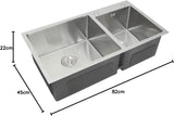 Stainless Steel Kitchen Sink, Built-in Two Washbasins, 82 cm