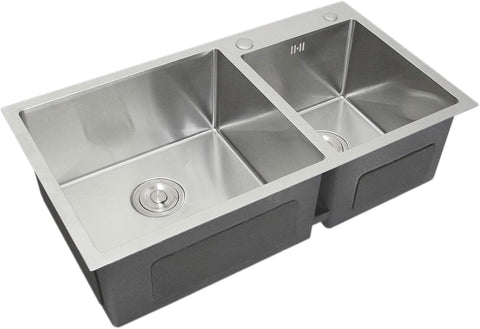 Stainless Steel Kitchen Sink, Built-in Two Washbasins, 82 cm