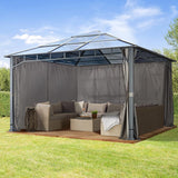 4x4 m hardtop garden pavilion, including 4 side panels, loft gray