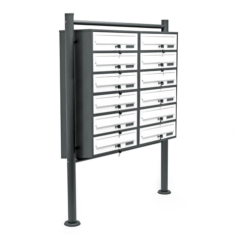 Multiple Letterbox 2x6 Slots Galvanised Steel Mailbox Anthracite White