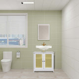 Vanity Unit White Country Chic Bath w/Doors in Trellis Design