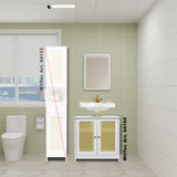 Vanity Unit White Country Chic Bath w/Doors in Trellis Design