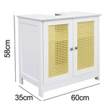 Vanity Unit White Country Chic Bath w/Doors in Trellis Design