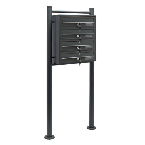 4-letterbox system in anthracite Standing letterbox mailbox steel