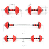 LUXTRI Barbell Dumbbell 2in1 Set 20kg 12 Weight Plates Adjustable Bar