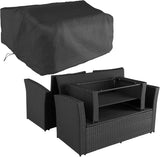 Black Poly-rattan Garden / Balcony / Patio Set for 4 People with Stool, Storage Compartment Under Sofa Seat, Table with Shelf