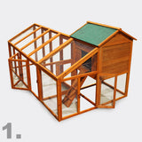 Chicken coop & run hen house flexible free run layout