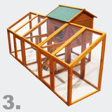 Chicken coop & run hen house flexible free run layout