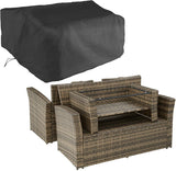 Brown Poly-rattan Garden / Balcony / Patio Set for 4 People with Stool, Storage Compartment Under Sofa Seat, Table with Shelf