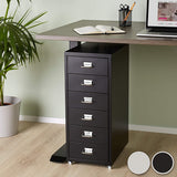 Metal Filing Cabinet on casters Office Storage  with 6 Drawers  BLACK OR WHITE