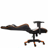 RECLINING SPORTS RACING GAMING CAR OFFICE DESK PC FAUX LEATHER CHAIR ORANGE