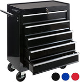 Workshop Trolley 5 Compartments Central Lockable Anti-Slip Coating Wheels with Parking Brake Solid Metal