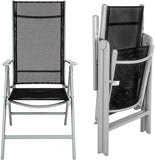 Aluminium Polyrattan 6+1 Set 6 Folding Chairs and 1 Table with Glass Tops