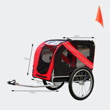 Dog Bicycle Trailer with Fly Screen and Rain Protection, Black & Red