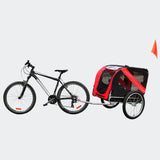 Dog Bicycle Trailer with Fly Screen and Rain Protection, Black & Red