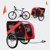 Dog Bicycle Trailer with Fly Screen and Rain Protection, Black & Red