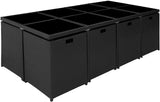 Black Polyrattan Aluminium Dining Set for up to 12 People Weather-Resistant 8 Chairs 4 Stools 1 Table with Glass Panels and Cube System Including 2 x Covers and Protective Cover