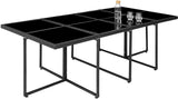 Black Polyrattan Aluminium Dining Set for up to 12 People Weather-Resistant 8 Chairs 4 Stools 1 Table with Glass Panels and Cube System Including 2 x Covers and Protective Cover