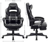 Gaming Chair, Desk Chair with Footrest, Office Chair with Headrest and Lumbar Cushion