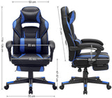 Gaming Chair, Desk Chair with Footrest, Office Chair with Headrest and Lumbar Cushion