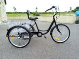 ADULT TRICYCLE TRIKE WHITE 6 SPEED 24" WHEEL BLACK