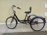 ADULT TRICYCLE TRIKE WHITE 6 SPEED 24" WHEEL BLACK