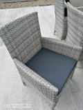 Rattan dining set, 8 chairs + 1 dining table with glass tops  LT GREY