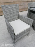 Rattan dining set, 8 chairs + 1 dining table with glass tops  LT GREY