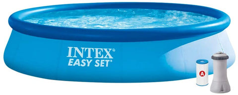 Inflatable Swimming Pool 13ft diameter X 33in deep with filter pump