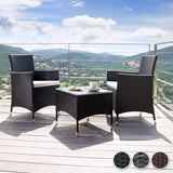 Polyrattan garden set, 2 chairs and small table with glass top