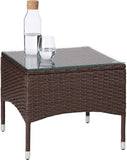 Polyrattan garden set, 2 chairs and small table with glass top