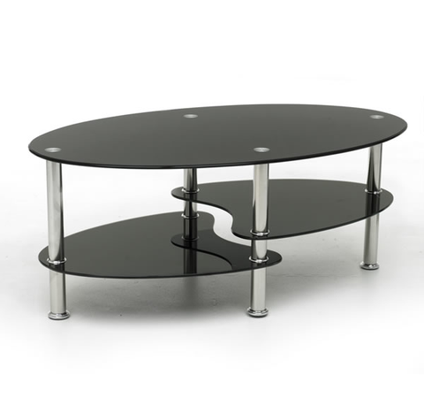 BLACK GLASS COFFEE TABLE
