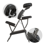 Black massage chair with thick padding, portable, incl. carrying bag