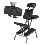 Black massage chair with thick padding, portable, incl. carrying bag