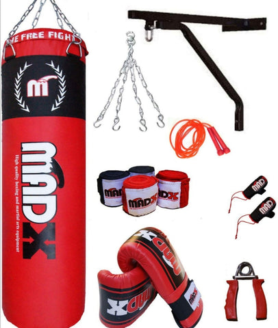 4ft Filled Heavy Punch Bag black Set,Chain,Bracket,Gloves,Rope