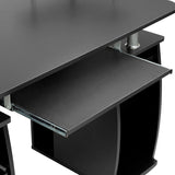 Black Computer Desk With Shelves and 2 Drawers for Home Office