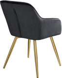 Set of 4 Dining Chairs with Armrests Padded Velvet Seat Gold Metal Legs