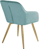 Set of 4 Dining Chairs with Armrests Padded Velvet Seat Gold Metal Legs