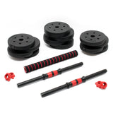 Dumbbell Barbell 2in1 Set 20kg, 12 Weight Plates, Extension Bar