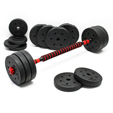 Dumbbell Barbell 2in1 Set 40kg, 16 Weight Plates, Extension Bar