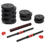 Dumbbell Barbell 2in1 Set 40kg, 16 Weight Plates, Extension Bar