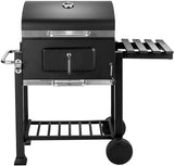 Charcoal Barbecue with Thermometer, Grill Cover and Fire Bowl Powder-Coated Stainless Steel